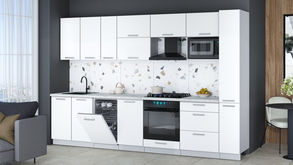 Кухонный гарнитур Интерлиния Мила Gloss 3.2-ПМ4