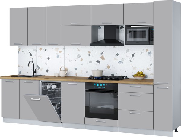 Кухонный гарнитур Интерлиния Мила Gloss 3.2-ПМ4 - фото