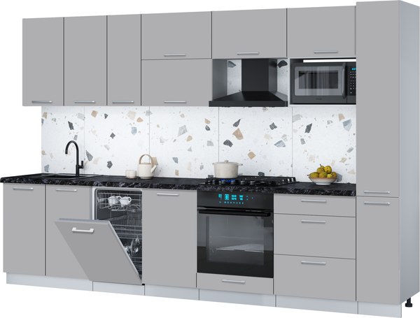 Кухонный гарнитур Интерлиния Мила Gloss 3.2-ПМ4 - фото