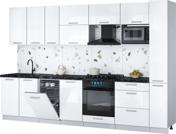 Кухонный гарнитур Интерлиния Мила Gloss 3.2-ПМ4 - фото