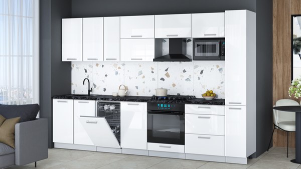 Кухонный гарнитур Интерлиния Мила Gloss 3.2-ПМ4