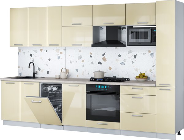 Кухонный гарнитур Интерлиния Мила Gloss 3.2-ПМ4 - фото