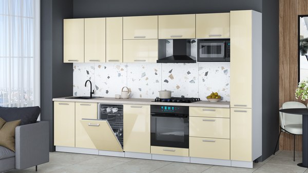 Кухонный гарнитур Интерлиния Мила Gloss 3.2-ПМ4