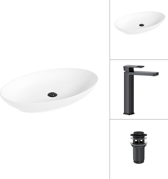 Умывальник со смесителем Lauter 21571 + Cascade 21СК0655BS с донным клапаном 21190B - фото