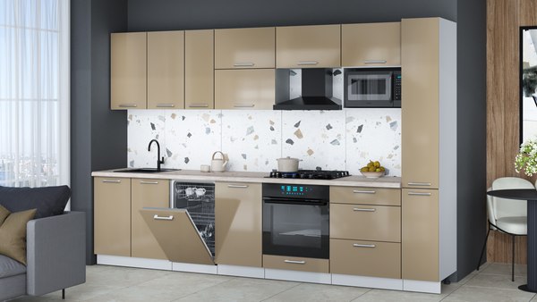 Кухонный гарнитур Интерлиния Мила Gloss 3.2-ПМ4