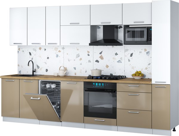 Кухонный гарнитур Интерлиния Мила Gloss 3.2-ПМ4 - фото
