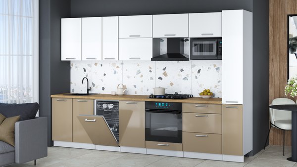 Кухонный гарнитур Интерлиния Мила Gloss 3.2-ПМ4