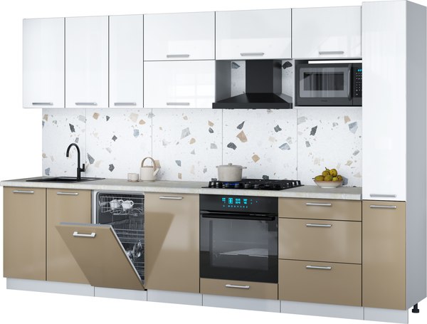 Кухонный гарнитур Интерлиния Мила Gloss 3.2-ПМ4 - фото
