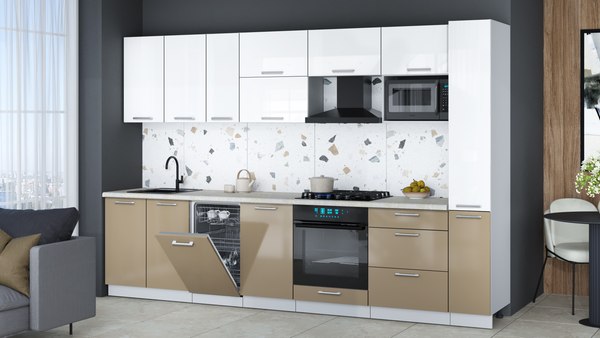 Кухонный гарнитур Интерлиния Мила Gloss 3.2-ПМ4