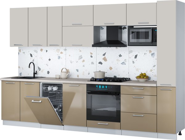 Кухонный гарнитур Интерлиния Мила Gloss 3.2-ПМ4 - фото