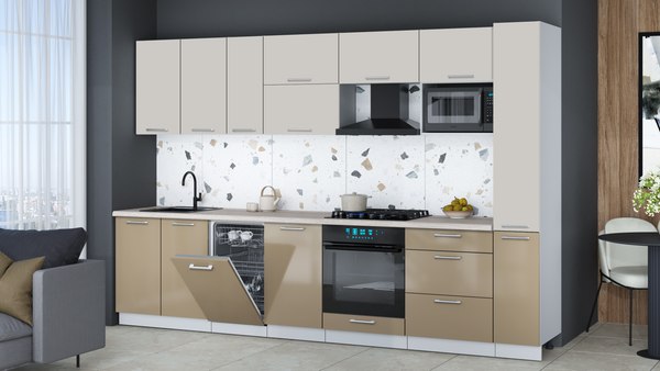 Кухонный гарнитур Интерлиния Мила Gloss 3.2-ПМ4