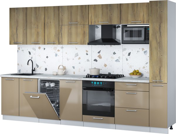 Кухонный гарнитур Интерлиния Мила Gloss 3.2-ПМ4 - фото