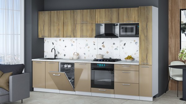 Кухонный гарнитур Интерлиния Мила Gloss 3.2-ПМ4