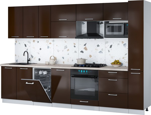 Кухонный гарнитур Интерлиния Мила Gloss 3.2-ПМ4 - фото