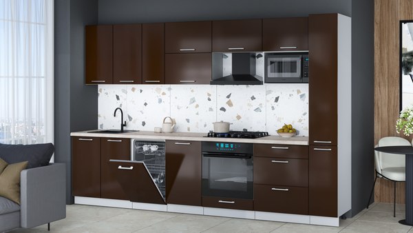 Кухонный гарнитур Интерлиния Мила Gloss 3.2-ПМ4