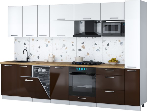 Кухонный гарнитур Интерлиния Мила Gloss 3.2-ПМ4 - фото