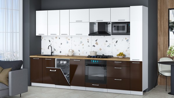 Кухонный гарнитур Интерлиния Мила Gloss 3.2-ПМ4