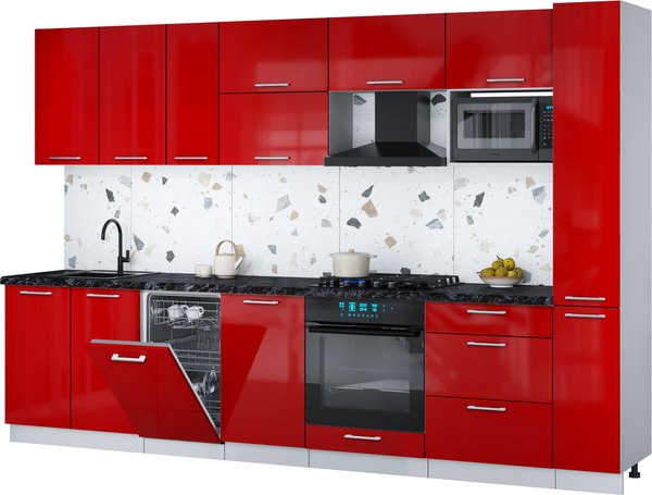 Кухонный гарнитур Интерлиния Мила Gloss 3.2-ПМ4 - фото