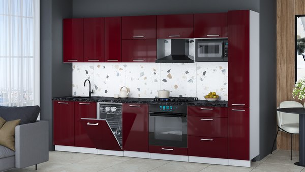 Кухонный гарнитур Интерлиния Мила Gloss 3.2-ПМ4