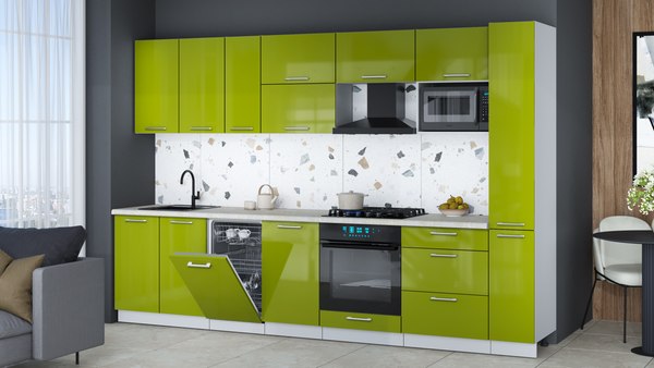 Кухонный гарнитур Интерлиния Мила Gloss 3.2-ПМ4