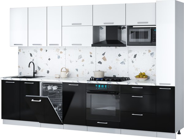 Кухонный гарнитур Интерлиния Мила Gloss 3.2-ПМ4 - фото