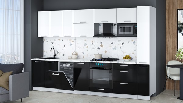 Кухонный гарнитур Интерлиния Мила Gloss 3.2-ПМ4