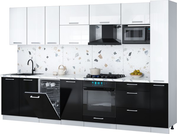 Кухонный гарнитур Интерлиния Мила Gloss 3.2-ПМ4 - фото