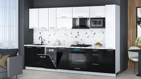 Кухонный гарнитур Интерлиния Мила Gloss 3.2-ПМ4