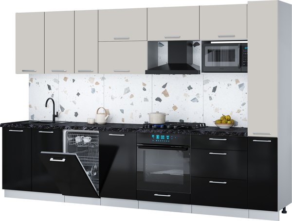 Кухонный гарнитур Интерлиния Мила Gloss 3.2-ПМ4 - фото
