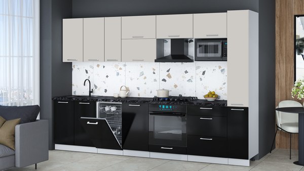 Кухонный гарнитур Интерлиния Мила Gloss 3.2-ПМ4