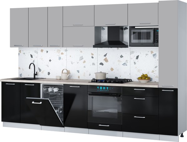 Кухонный гарнитур Интерлиния Мила Gloss 3.2-ПМ4 - фото