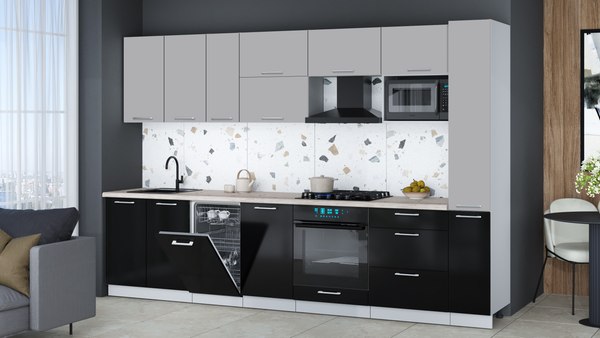 Кухонный гарнитур Интерлиния Мила Gloss 3.2-ПМ4