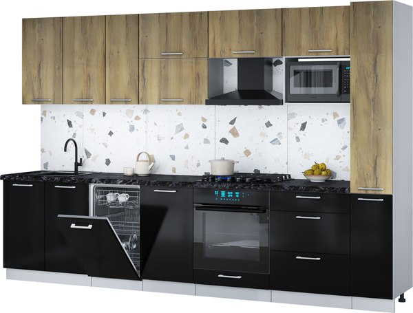 Кухонный гарнитур Интерлиния Мила Gloss 3.2-ПМ4 - фото