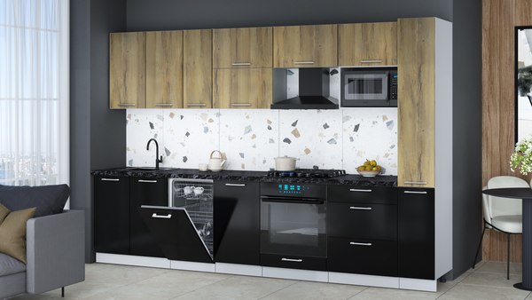 Кухонный гарнитур Интерлиния Мила Gloss 3.2-ПМ4