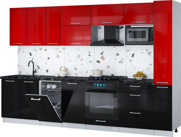 Кухонный гарнитур Интерлиния Мила Gloss 3.2-ПМ4 - фото