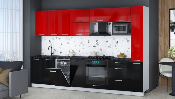 Кухонный гарнитур Интерлиния Мила Gloss 3.2-ПМ4