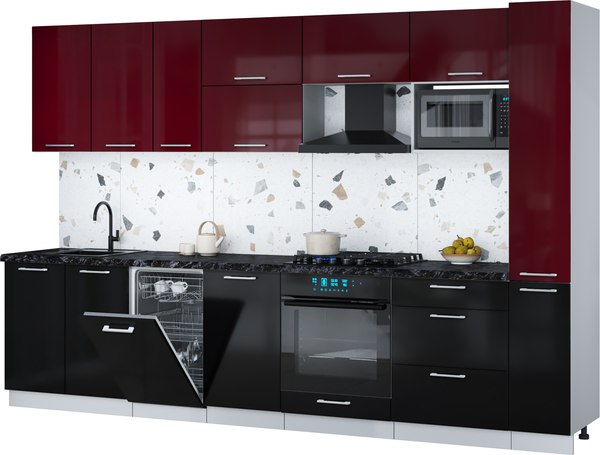 Кухонный гарнитур Интерлиния Мила Gloss 3.2-ПМ4 - фото
