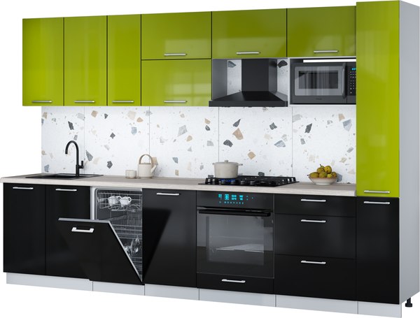 Кухонный гарнитур Интерлиния Мила Gloss 3.2-ПМ4 - фото