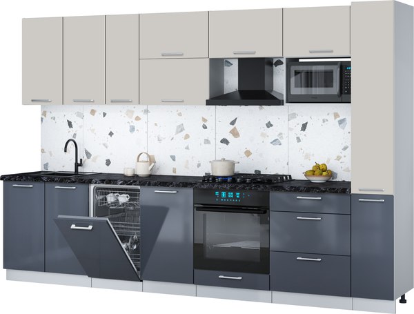 Кухонный гарнитур Интерлиния Мила Gloss 3.2-ПМ4 - фото