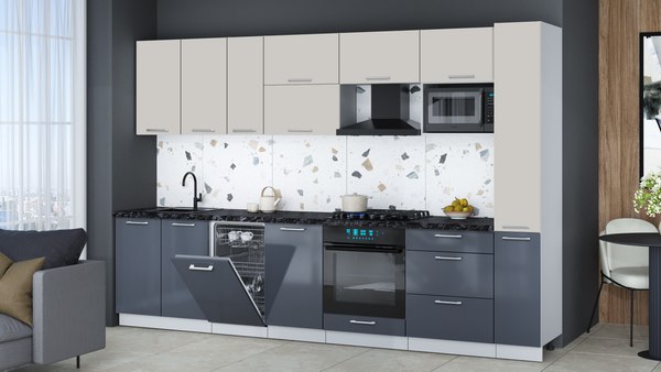 Кухонный гарнитур Интерлиния Мила Gloss 3.2-ПМ4