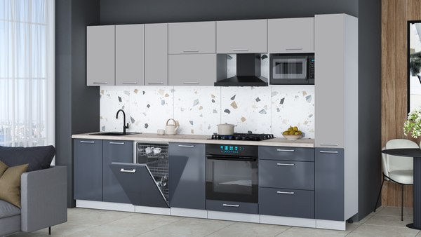 Кухонный гарнитур Интерлиния Мила Gloss 3.2-ПМ4