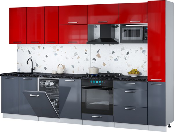 Кухонный гарнитур Интерлиния Мила Gloss 3.2-ПМ4 - фото