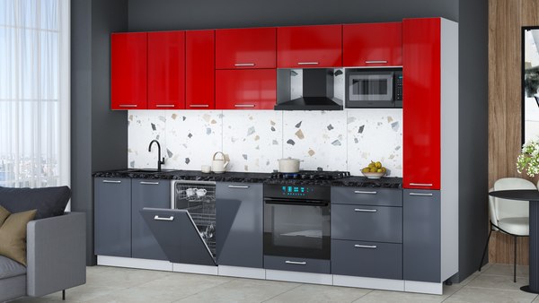 Кухонный гарнитур Интерлиния Мила Gloss 3.2-ПМ4