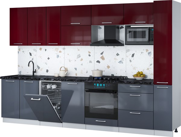 Кухонный гарнитур Интерлиния Мила Gloss 3.2-ПМ4 - фото