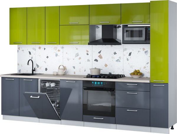 Кухонный гарнитур Интерлиния Мила Gloss 3.2-ПМ4 - фото