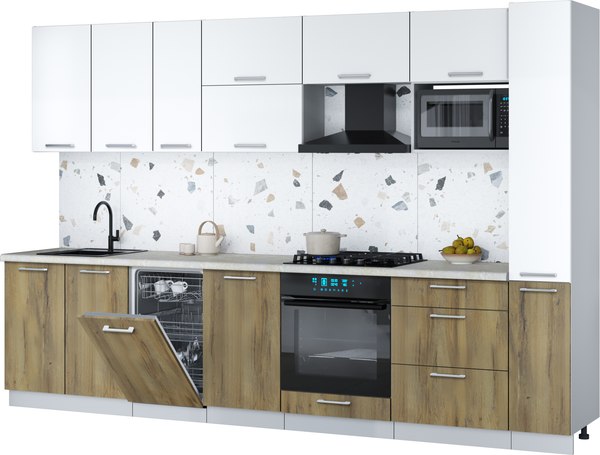 Кухонный гарнитур Интерлиния Мила Gloss 3.2-ПМ4 - фото