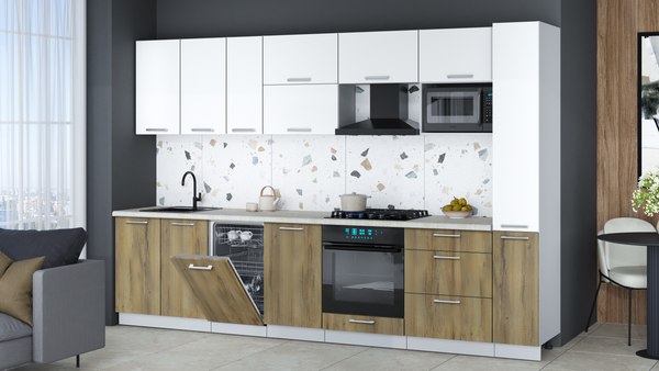 Кухонный гарнитур Интерлиния Мила Gloss 3.2-ПМ4