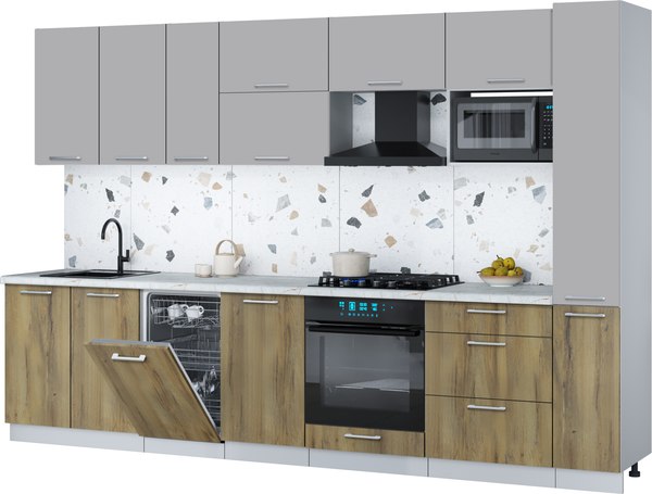 Кухонный гарнитур Интерлиния Мила Gloss 3.2-ПМ4 - фото