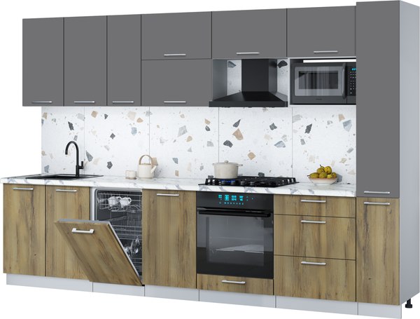 Кухонный гарнитур Интерлиния Мила Gloss 3.2-ПМ4 - фото