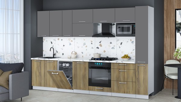 Кухонный гарнитур Интерлиния Мила Gloss 3.2-ПМ4